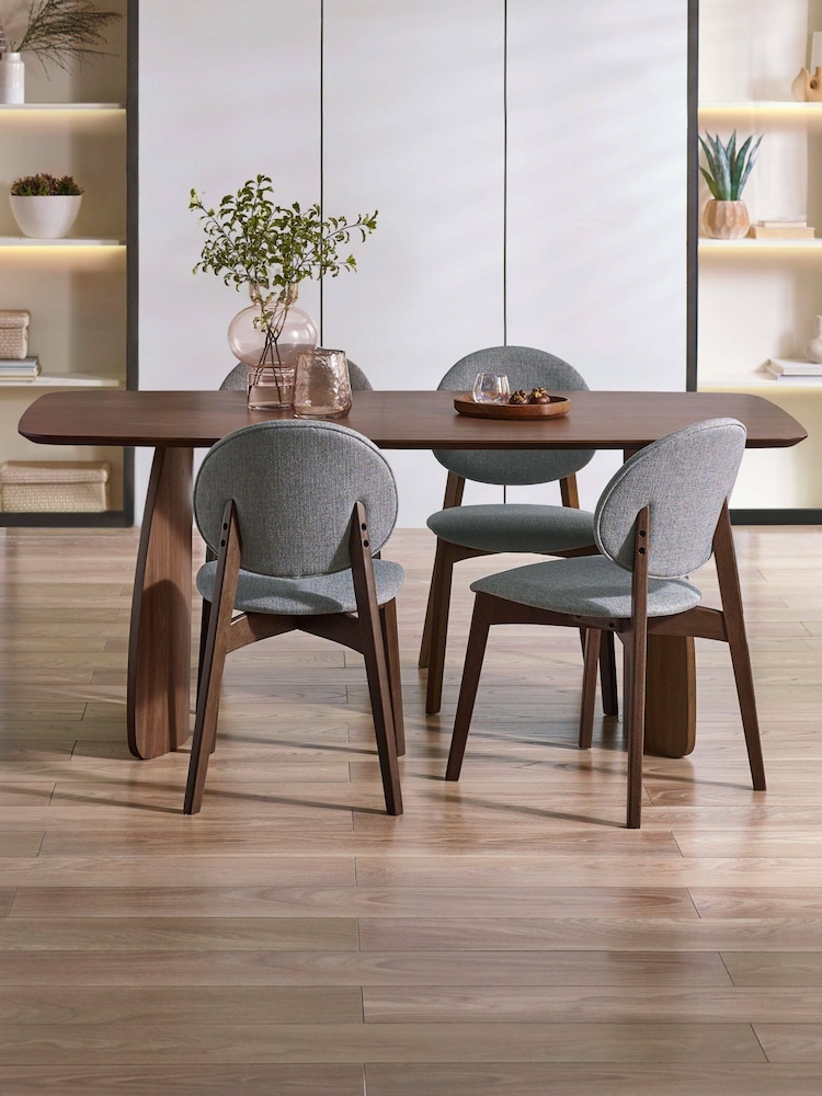 Julian Bowen Walnut Artemis Curved Leg Dining Table - Image 1 of 6