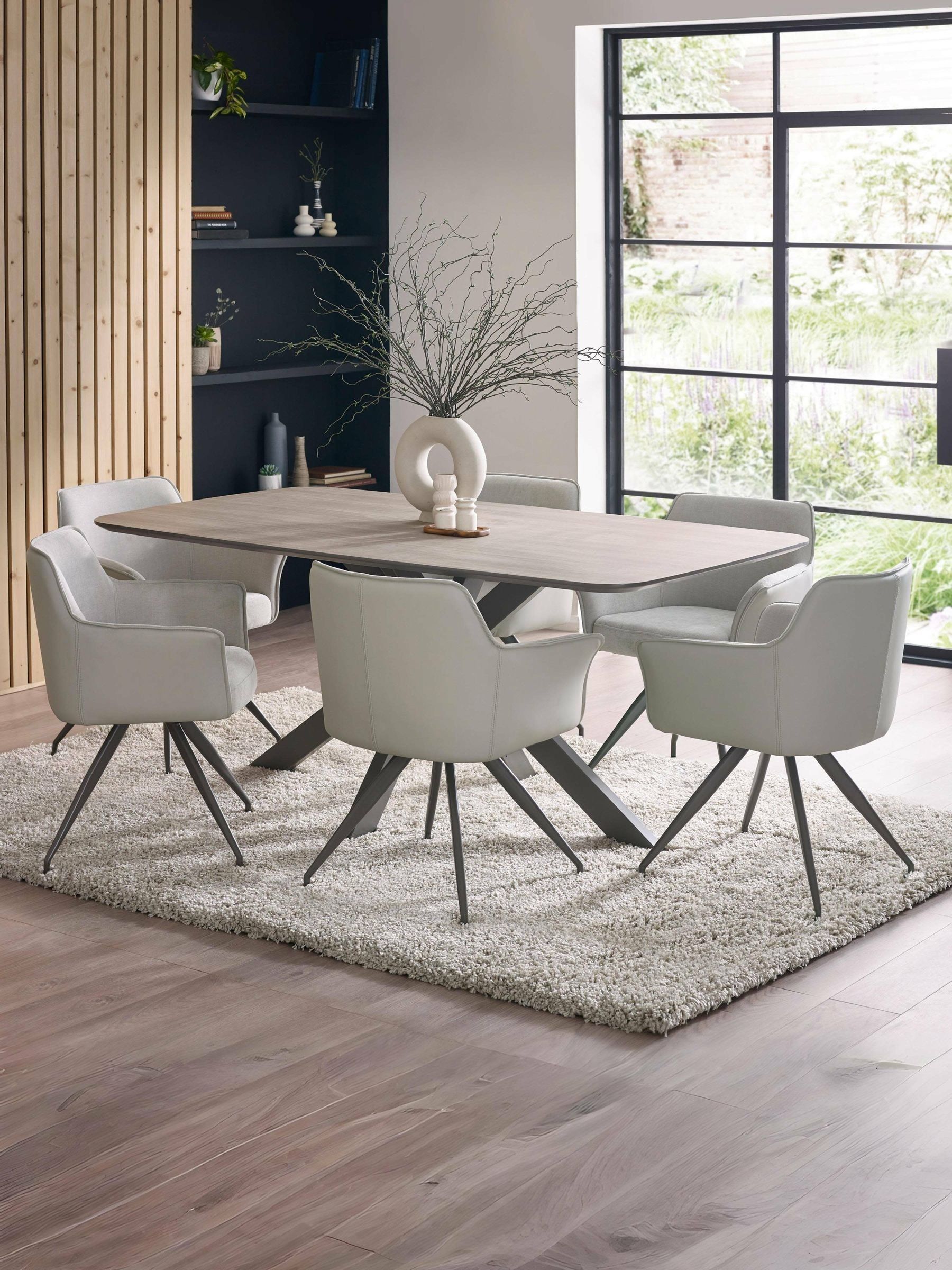 Julian Bowen Unisex Taupe And Weathered Oak Noah Rectangular Dining Table - Image 4