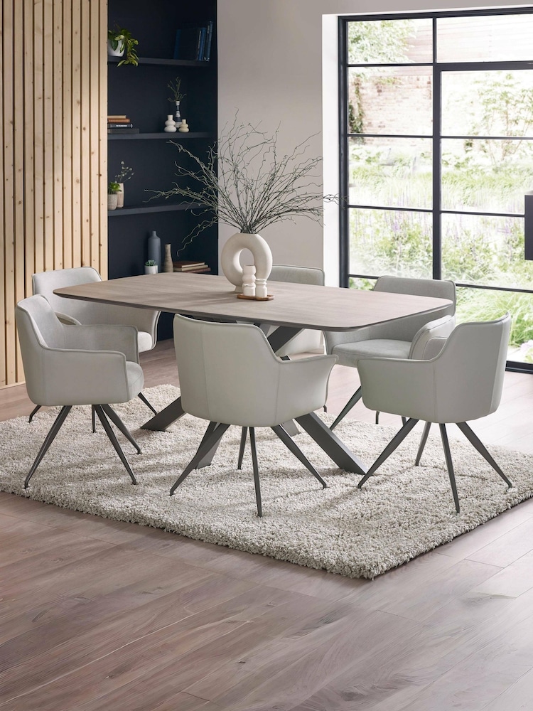 Julian Bowen Taupe and Weathered Oak Noah Rectangular Dining Table - Image 1 of 6