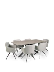 Julian Bowen Taupe and Weathered Oak Noah Rectangular Dining Table - Image 6 of 6
