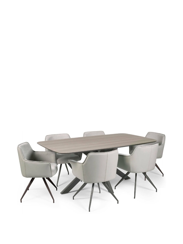 Julian Bowen Taupe and Weathered Oak Noah Rectangular Dining Table - Image 6 of 6