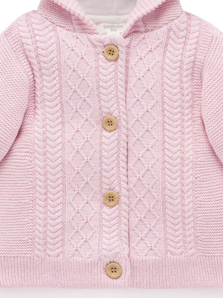 Purebaby Pink Cable Padded Jacket - Image 2 of 4