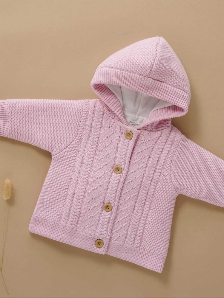 Purebaby Pink Cable Padded Jacket - Image 4 of 4
