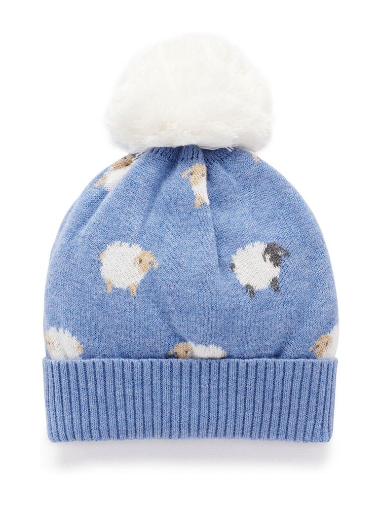 Purebaby Blue On The Farm Beanie - Image 1 of 3 Purebaby Blue On The Farm Beanie - Image 1 of 3