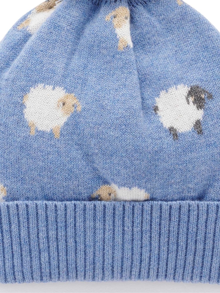 Purebaby Blue On The Farm Beanie - Image 2 of 3 Purebaby Blue On The Farm Beanie - Image 2 of 3