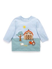Purebaby Blue Farm Life T-Shirt - Image 5 of 6