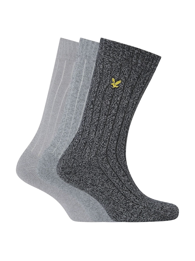 Lyle & Scott Grey Ace Socks Gift Box 3 Pack - Image 1 of 5 Lyle & Scott Grey Ace Socks Gift Box 3 Pack - Image 1 of 5