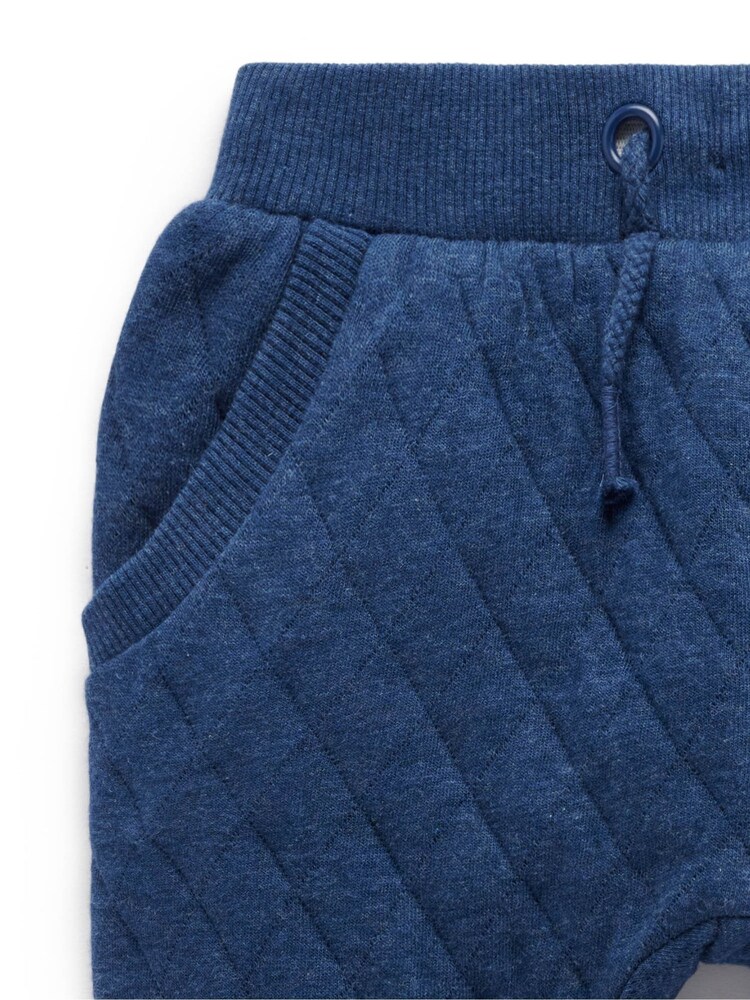 Purebaby Blue Quilted Track Joggers - Image 2 of 4 Purebaby Blue Quilted Track Joggers - Image 2 of 4