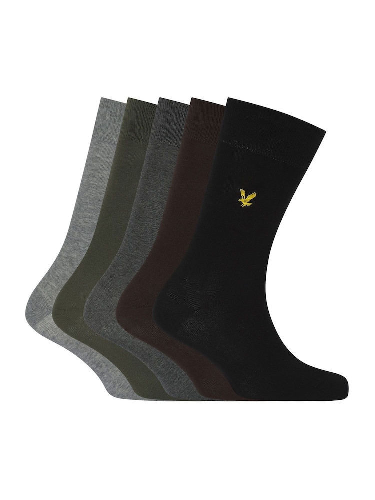 Lyle & Scott Black Core Socks 5 Pack - Image 1 of 6 Lyle & Scott Black Core Socks 5 Pack - Image 1 of 6