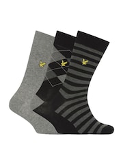 Lyle & Scott Grey Flanders Socks Gift Box 3 Pack - Image 1 of 4