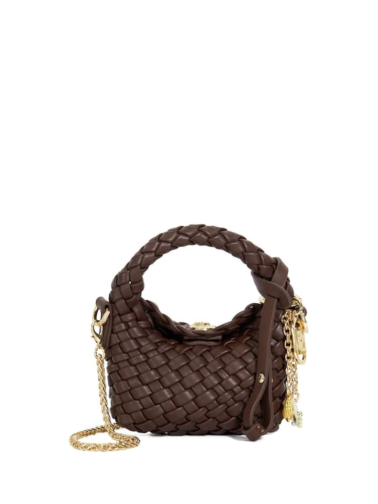 Dune London Brown Small Deliberate Xs Extra Woven Charm Bag - Image 1 of 5