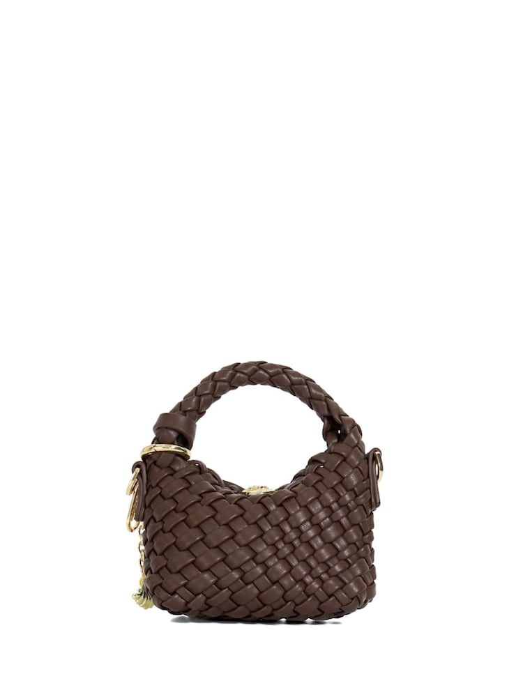 Dune London Brown Small Deliberate Xs Extra Woven Charm Bag - Image 2 of 5