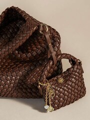 Dune London Brown Small Deliberate Xs Extra Woven Charm Bag - Image 5 of 5