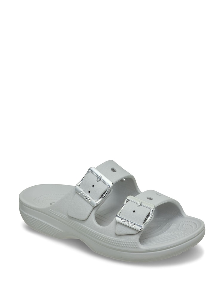 Crocs Grey Saturday Metallic Buckle Sandals Women - Image 2 of 6