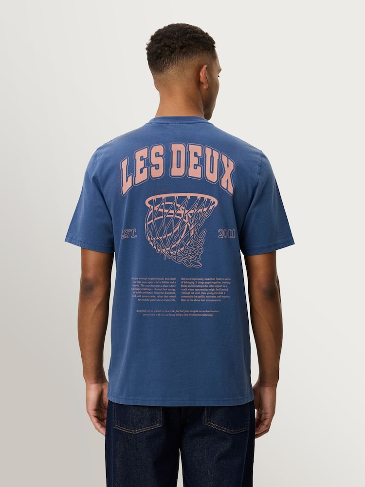 Les Deux Blue Brady Hoop Print T-Shirt - Image 2 of 7