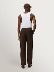 Les Deux Brown Patrick Linen Trousers - Image 4 of 5