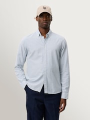Les Deux Blue Konrad Stripe Cotton Linen Shirt - Image 1 of 7