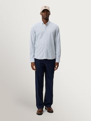 Les Deux Blue Konrad Stripe Cotton Linen Shirt - Image 6 of 7