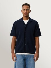 Les Deux Blue Emmett Arabesque Print Knitted Shirt - Image 3 of 8