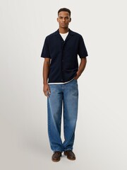 Les Deux Blue Emmett Arabesque Print Knitted Shirt - Image 7 of 8