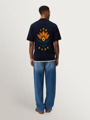 Les Deux Blue Emmett Arabesque Print Knitted Shirt - Image 8 of 8