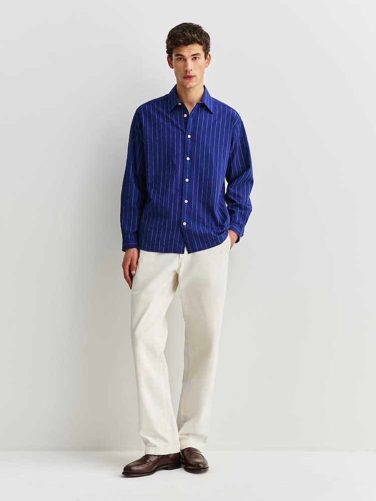 Oliver Spencer Blue Atlanta Oversized Stripe Shirt - Image 2 of 9
