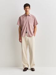 Oliver Spencer Pink Atlanta Short Sleeve Stripe Shirt - Image 2 of 7