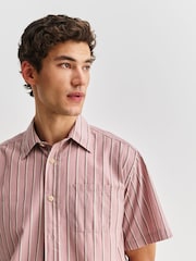 Oliver Spencer Pink Atlanta Short Sleeve Stripe Shirt - Image 3 of 7