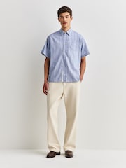 Oliver Spencer Blue Atlanta Short Sleeve Stripe Shirt - Image 2 of 10