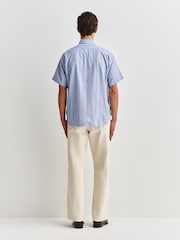 Oliver Spencer Blue Atlanta Short Sleeve Stripe Shirt - Image 4 of 10