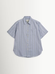 Oliver Spencer Blue Atlanta Short Sleeve Stripe Shirt - Image 7 of 10