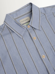 Oliver Spencer Blue Atlanta Short Sleeve Stripe Shirt - Image 8 of 10