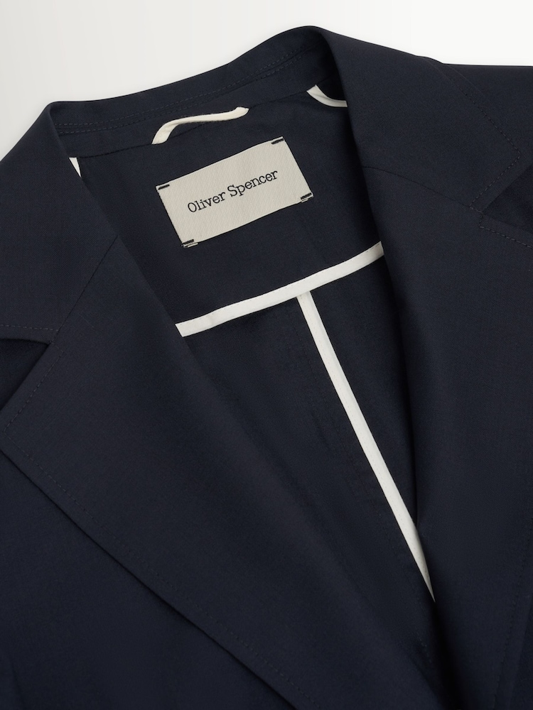 Oliver Spencer Blue Westbury Tropical Wool Suit Jacket - Image 2 of 5