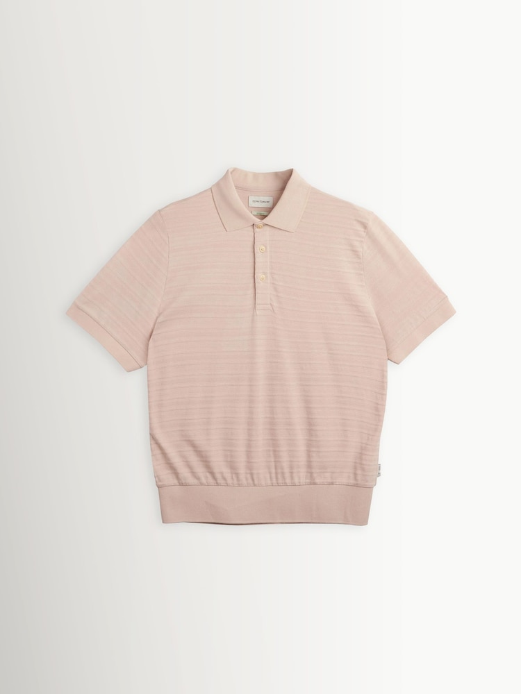 Oliver Spencer Pink Glendale Textured Polo Shirt - Image 1 of 4