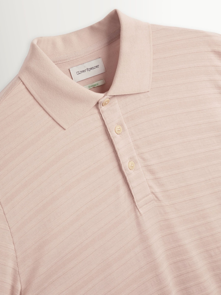 Oliver Spencer Pink Glendale Textured Polo Shirt - Image 2 of 4