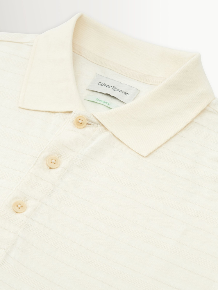 Crema - Oliver Spencer Glendale Textured Polo Shirt - Imagen 2 de 3
