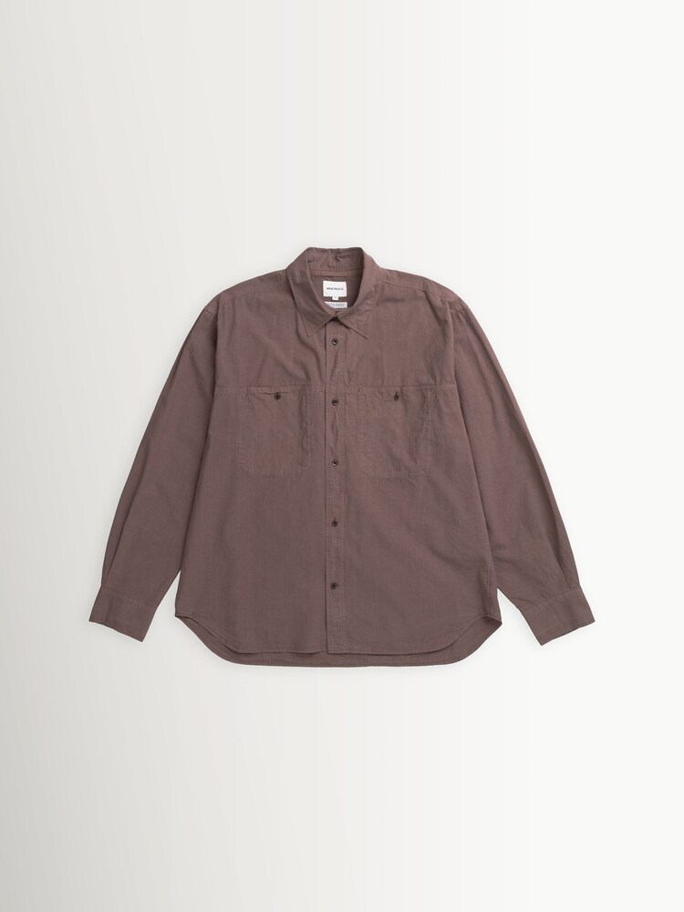 Norse Projects Brown Hirtshals Cotton Wool Blend Shirt - Image 1 of 5