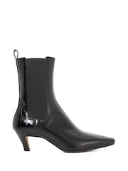 Dune London Black Odele Angle Midi Heel Ankle Boots - Image 2 of 6