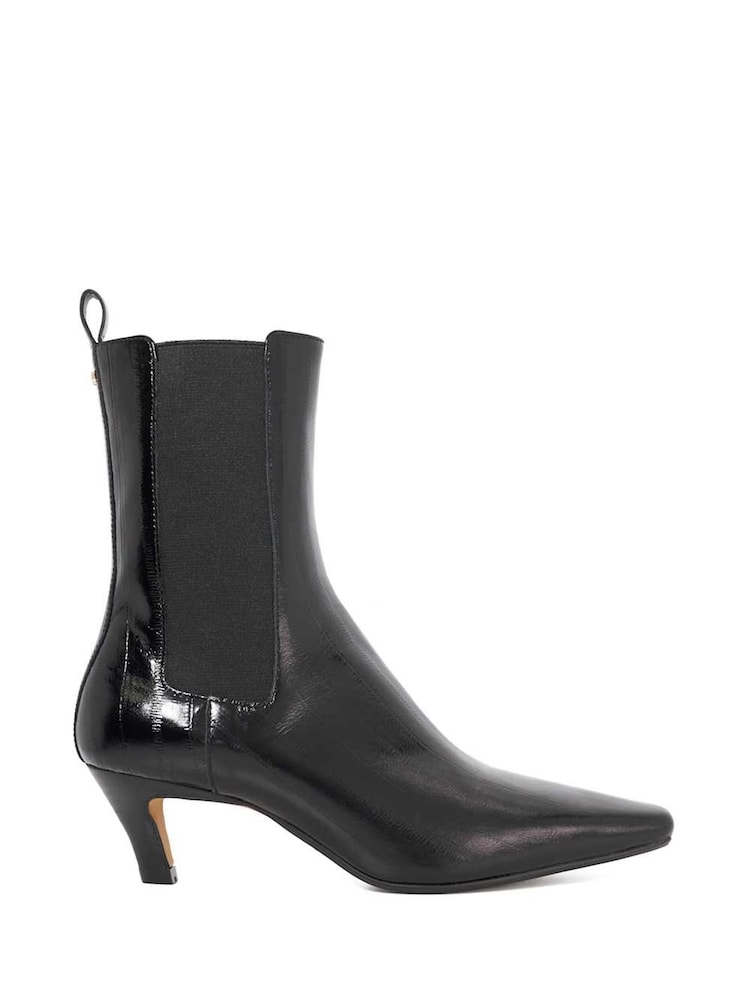 Dune London Black Odele Angle Midi Heel Ankle Boots - Image 2 of 6 Dune London Black Odele Angle Midi Heel Ankle Boots - Image 2 of 6