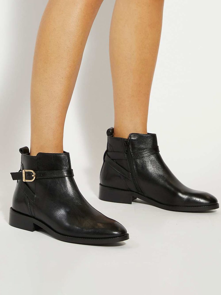 Dune London Black Pemma Strap Trim Ankle Boots - Image 1 of 6
