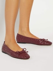 Dune London Red Heat Woven Ballerina Flat Shoes - Image 1 of 6