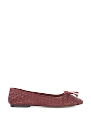 Dune London Red Heat Woven Ballerina Flat Shoes - Image 2 of 6