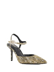 Dune London Black Confident Y Back Open Court Shoes - Image 3 of 5