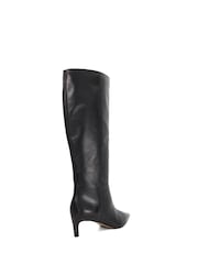 Dune London Black Smoothly Kitten Heel Point Knee Boots - Image 3 of 6