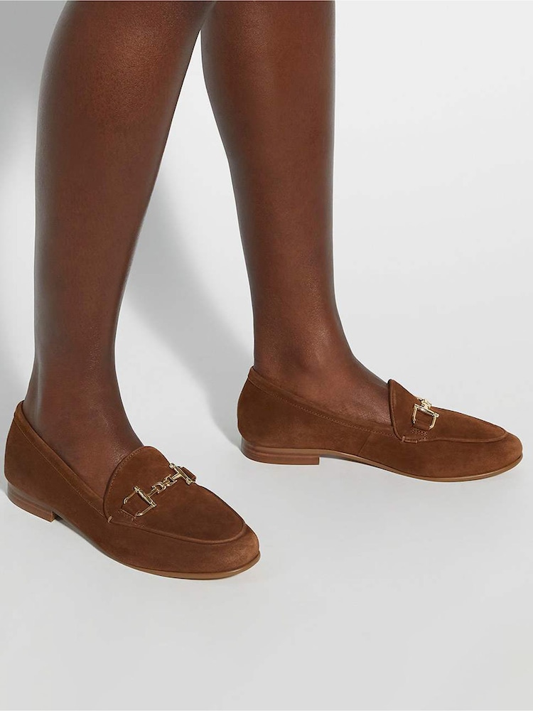 Dune London Brown Wide Fit Glair Branded Snaffle Trim Loafers - Image 1 of 6 Dune London Brown Wide Fit Glair Branded Snaffle Trim Loafers - Image 1 of 6