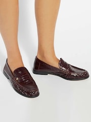 Dune London Red Grisella Ruch Detail Penny Loafers - Image 1 of 6