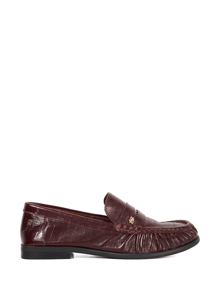 Dune London Red Grisella Ruch Detail Penny Loafers - Image 2 of 6 Dune London Red Grisella Ruch Detail Penny Loafers - Image 2 of 6