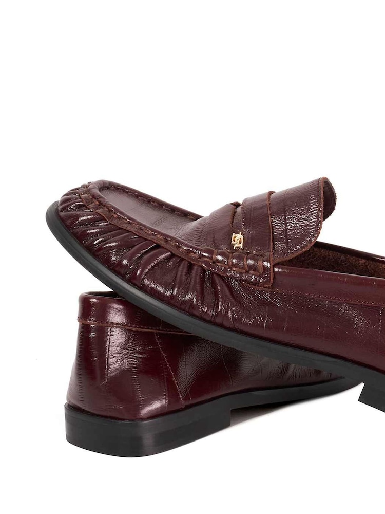 Dune London Red Grisella Ruch Detail Penny Loafers - Image 6 of 6