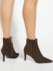 Dune London Brown Obsessively Mid Set Back Point Heel Boots - Image 1 of 6