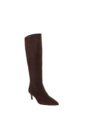 Dune London Brown Smoothly Kitten Heel Point Knee Boots - Image 2 of 6